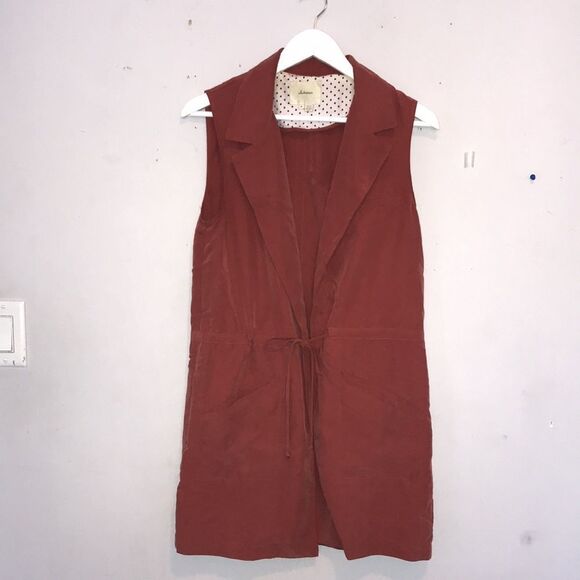 Anthropologie Elevenses Sleevless Trench Coral Open Front Layering Size M - Picture 7 of 14